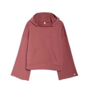 ALO Yoga Low Key Bell Sleeve Hoodie in Rosewood